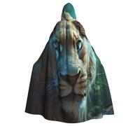 YYHHAOFA Lioness with Blue Green Eyes Printed Halloween Adult Hooded Cloak is a super large, comfortable, and durable cloak