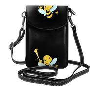 YYHHAOFA Little Bee Blowing The Trumpet Pattern Small Leather Women'S Crossbody Flip Phone Bag, Waterproof And Durable