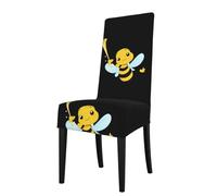 YYHHAOFA Little bee blowing the trumpet Printed dining chair cover is easy to disassemble and made of high resilience fabric that is wear-resistant