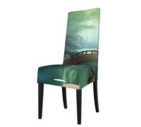 YYHHAOFA Little Bridge in the East Printed dining chair cover is easy to disassemble and made of high resilience fabric that is wear-resistant