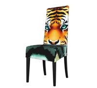 YYHHAOFA Little fat tiger head Printed dining chair cover is easy to disassemble and made of high resilience fabric that is wear-resistant