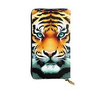 YYHHAOFA Little fat tiger head Stamp Leather long clutch wallet : Comfortable, lightweight, waterproof, durable 7.48 x 4.13 in, Black, One Size