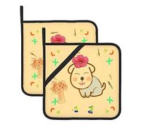 YYHHAOFA Little flower with cute dog Prints Square heat-proof pot holders (set of two) 8x8 in : Thick and durable, Anti-scalding and easy to clean