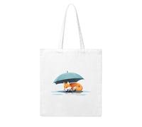 YYHHAOFA Little fox hiding from the rain Prints Woman Canvas Tote Bag Strong and durable for traveling, shopping, Daily One Size