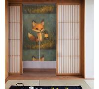 YYHHAOFA Little fox holding a lantern Picture Curtain 2 Pcs Spliced 34x56in Good Drape, Smooth and Not Easily Wrinkled, Fabric curtains, room dividers