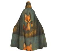 YYHHAOFA Little Fox Holding A Lantern Printing Halloween Adult Hooded Cape Cloak No Zipper, Comfortable For Costume Parties