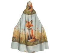 YYHHAOFA Little fox in the field Prints Halloween Adult Hooded Cloak for Party Decoration Cosplay Costumes Stage Masquerade