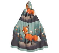 YYHHAOFA Little Fox Pattern Halloween Adult Hooded Cape Men'S And Women'S Clothing Mantle Role-Playing