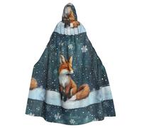 YYHHAOFA Little fox under the snow Prints Halloween Adult Hooded Cloak for Party Decoration Cosplay Costumes Stage Masquerade