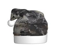 YYHHAOFA Little gray rabbit stepping on a puddle Pattern Christmas Hat for Adult Making It a Fun and Durable Gift for Men and Women