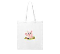 YYHHAOFA Little pink pig eating wild fruit Prints Woman Canvas Tote Bag Strong and durable for traveling, shopping, Daily One Size