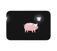 YYHHAOFA Little Pink Pig Under The Street Light Printed Anti Slip and Thickened Floor mat Suitable for bathrooms, bedrooms, Washable Carpet Floor mats 16X24 in