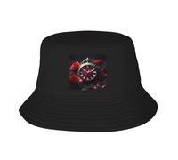 YYHHAOFA Little red Flower in The Clock Prints Adult Fisherman's Hat for Men and Women Foldable Headwear for Outdoor Activities
