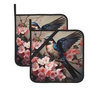 YYHHAOFA Little Swallow with Flower in Mouth Printed Square Insulated Pot Holder Set of 2 8x8 in for Kitchen Heat Uncovering and Serving Dishes