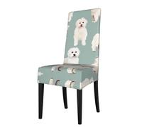 YYHHAOFA Little White Dogs Pattern Printed dining chair cover is easy to disassemble and made of high resilience fabric that is wear-resistant