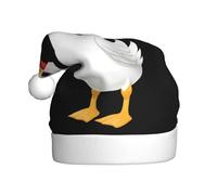 YYHHAOFA Little white duck eating strawberries Pattern Christmas Hat for Adult Making It a Fun and Durable Gift for Men and Women
