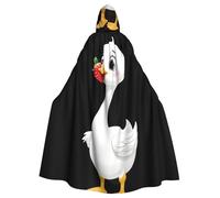YYHHAOFA Little White Duck Eating Strawberries Printing Halloween Adult Hooded Cape Cloak No Zipper, Comfortable For Costume Parties