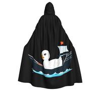 YYHHAOFA Little White Duck On The Ship Printing Halloween Adult Hooded Cape Cloak No Zipper, Comfortable For Costume Parties