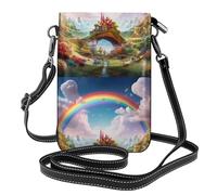 YYHHAOFA Little World Under the Rainbow Pattern Ladies' mobile phone with leather foreskin, crossbody flip cover, small adjustable shoulder strap