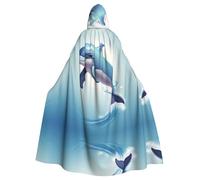 YYHHAOFA Lively Little Dolphin Printed Halloween Adult Hooded Cloak is a super large, comfortable, and durable cloak