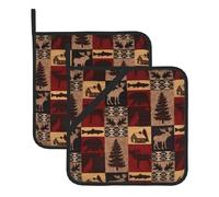 YYHHAOFA Lodge Bear Deer Fish Prints Square Hot Pads for Kitchen - Waterproof Trivets & Pot Covers - Thick, Heat Resistant Layers for Oven, Grill & Everyday Cooking (2-Pack)