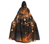 YYHHAOFA London Black Cab Pattern Halloween Adult Hooded Cape Men'S And Women'S Clothing Mantle Role-Playing
