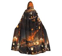 YYHHAOFA London Black Cab Pattern Halloween Adult Hooded Cape Men'S And Women'S Clothing Mantle Role-Playing