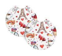 YYHHAOFA Love Paris Tower Bicycle Heart Prints Car Cup Coasters 2-Pack - Engineered Neoprene Layers: Extreme Temp & Spill Protection