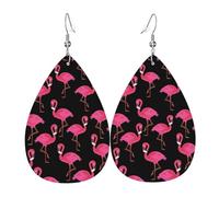 YYHHAOFA Lovely Pink Flamingos Prints Drip Leather Earrings - Elegant Faux Leather Drops for Festive & Everyday Style