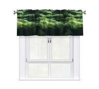 YYHHAOFA Lush green grassland Pattern curtain with short pole, 54x18in for kitchen, bathroom, laundry room, and studio windows, featuring a light filtering