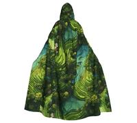 YYHHAOFA Lush Green Rice Pattern Halloween Adult Hooded Cape Men'S And Women'S Clothing Mantle Role-Playing