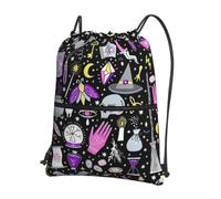 YYHHAOFA Magic Witch Witchcraft Bohemian Drawing Prints Drawstring Zipper Backpack - Durable, Lightweight Water-Resistant Gym Bag for Travel, Sports & Everyday Carry