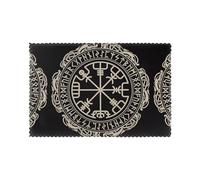 YYHHAOFA Magical Design Norse Runes Compass Prints Durable Table Layers - Heat Resistant Place Mat Covers, 6-Piece Set with Printed Designs for Dining