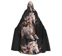 YYHHAOFA Magnificent horse Printed Adult Hooded Cloak is a super large, comfortable, and durable Halloween hooded poncho