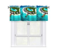 YYHHAOFA Maldives Scenery Prints Short Curtain with Valance Rod, 54x18in Light Filtering Window Treatment for Kitchen, Bathroom, Laundry Room, Studio