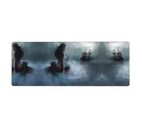 YYHHAOFA Mermaid Girl And Sailing on Sea Pirate Ship Prints Mouse Pad 12x31.5in