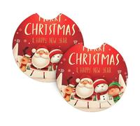 Yyhhaofa Merry Christmas Pattern Car Interior Cup Holder Pad 2 Pc Waterproof & Quick Drying, Protects Against Spills & Scratches