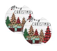 Yyhhaofa Merry Christmas Pattern Car Interior Cup Holder Pad 2 Pc Waterproof & Quick Drying, Protects Against Spills & Scratches