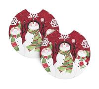 Yyhhaofa Merry Christmas Pattern Car Interior Cup Holder Pad 2 Pc Waterproof & Quick Drying, Protects Against Spills & Scratches