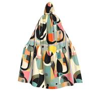 YYHHAOFA Mid-Century Modern Art Cat Printing Halloween Adult Hooded Cape Cloak No Zipper, Comfortable For Costume Parties