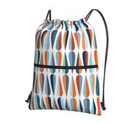 YYHHAOFA Mid Century Modern with Drop Shapes Prints Drawstring Zipper Backpack - Durable, Lightweight Water-Resistant Gym Bag for Travel, Sports & Everyday Carry