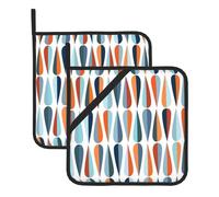 YYHHAOFA Mid Century Modern with Drop Shapes Prints Square Hot Pads - Durable Kitchen Covers for Heat Resistance, Waterproof Protection & Easy Cleaning - 2-Pack with Hanging Loops