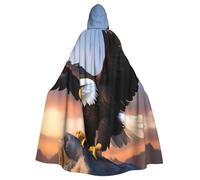 YYHHAOFA Mighty Bald Eagle Printed Halloween Adult Hooded Cloak is a super large, comfortable, and durable cloak
