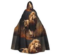 YYHHAOFA Mighty lion Prints Halloween Adult Hooded Cloak is a super large, comfortable, and durable cloak designed for adults