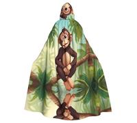 YYHHAOFA Monkey On The Coconut Tree Printed Halloween Adult Hooded Cloak is a super large, comfortable, and durable cloak