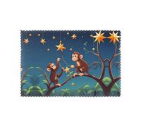 YYHHAOFA Monkeys Picking Stars Prints Placemats Set of 6 12x18in - Create Cozy Table Settings for Everyday Moments & Special Gatherings
