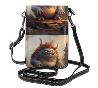 YYHHAOFA Monster on the Stone Pier Pattern Ladies' mobile phone with leather foreskin, crossbody flip cover, small adjustable shoulder strap