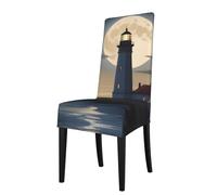 YYHHAOFA Moonlight Lighthouse Printed dining chair cover is easy to disassemble and made of high resilience fabric that is wear-resistant