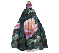YYHHAOFA Morning dew on roses Prints Halloween Adult Hooded Cloak for Party Decoration Cosplay Costumes Stage Masquerade