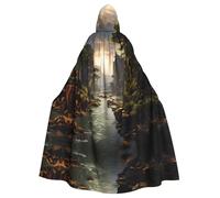 YYHHAOFA mountains and rivers Printed Halloween Adult Hooded Cloak is a super large, comfortable, and durable cloak